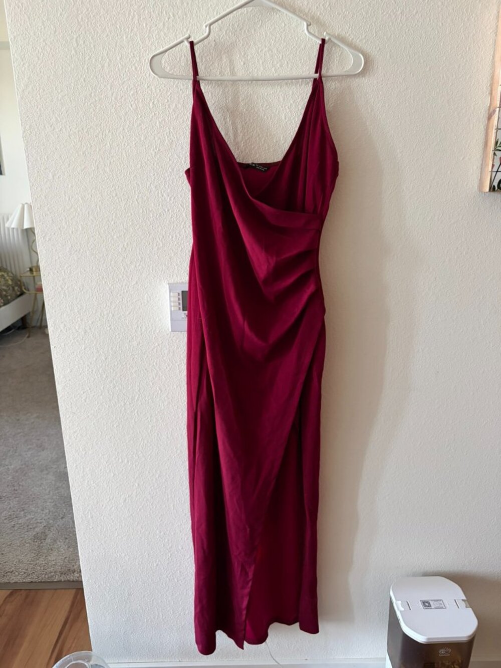 SHEIN Burgundy Cowl-Neck Maxi Dress — Size Large
